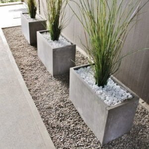 Вазон з бетону прямокутний з рослинами